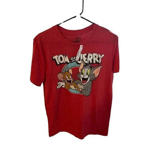New Tom and Jerry Hanna Barbera Heather Cartoon Red Men's Am T Shirt Size Small
